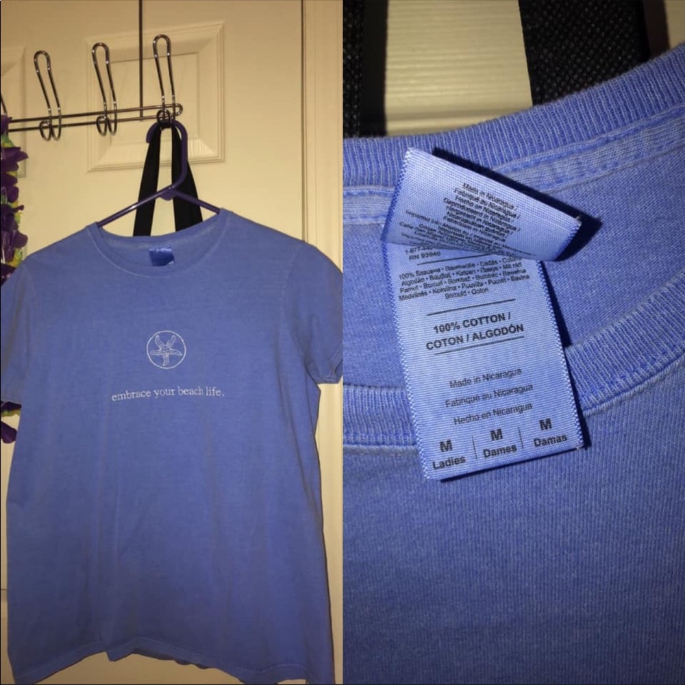 blue/ purple “ embrace your beach life “ t shirt